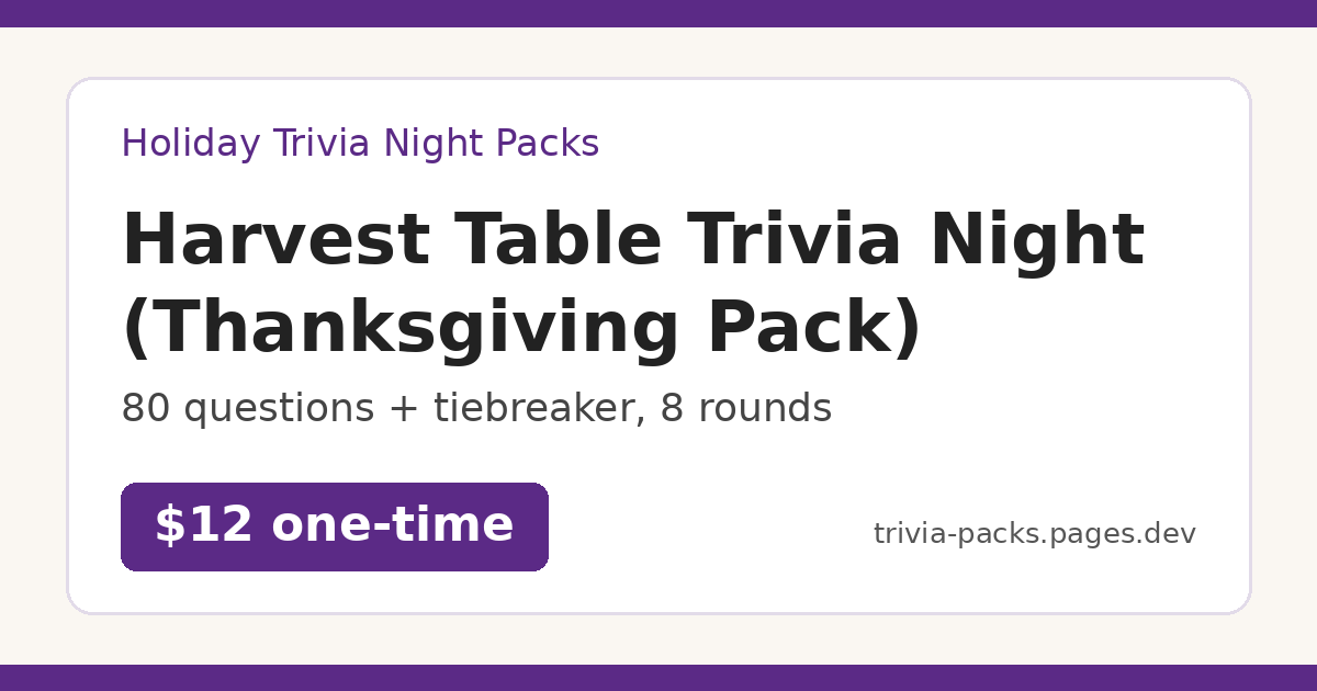 Thanksgiving Trivia Game cover